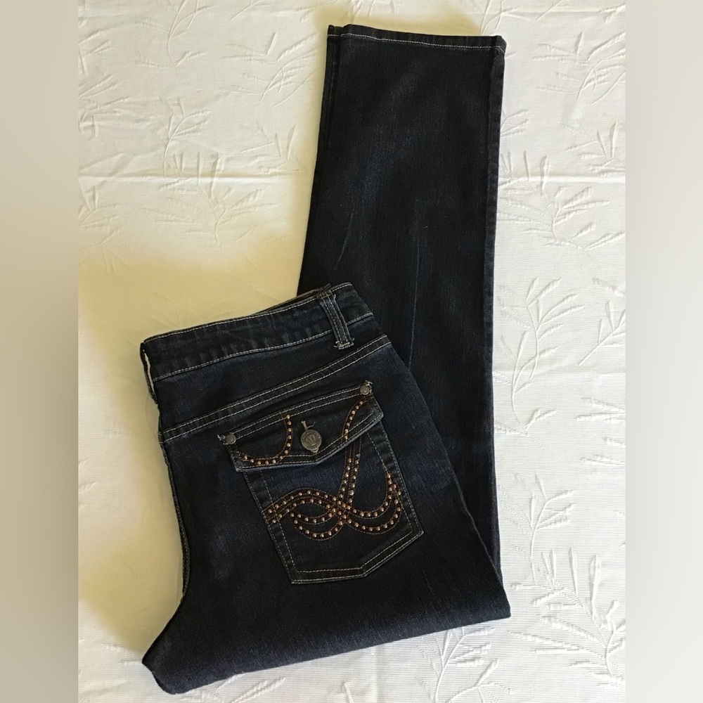 Stylish Dark Blue Jeans with Embellished Pocket Item #191